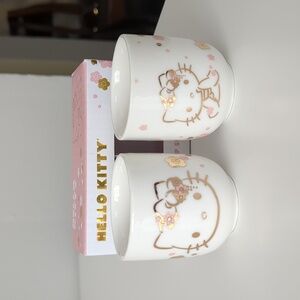 Hello Kitty Pink Gold Sakura Sake Cup Set Of 2 New In Box Cherry Blossom Sanrio